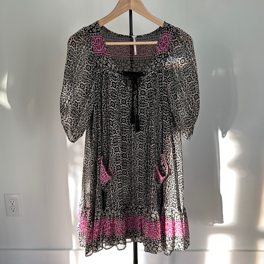 Free People Black and Pink Bohemian Dress